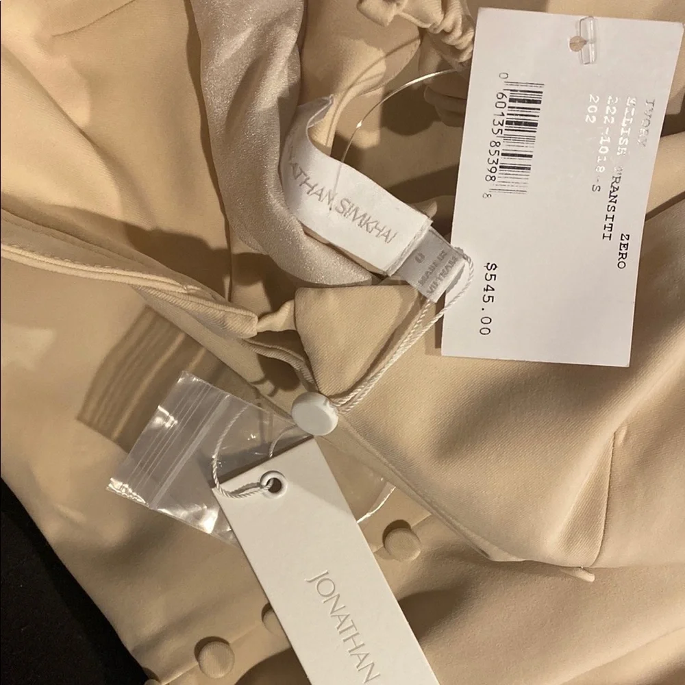 Jonathan Simkhai: Cream Ribbed Ruched Mini Dress - Picture 6 of 6